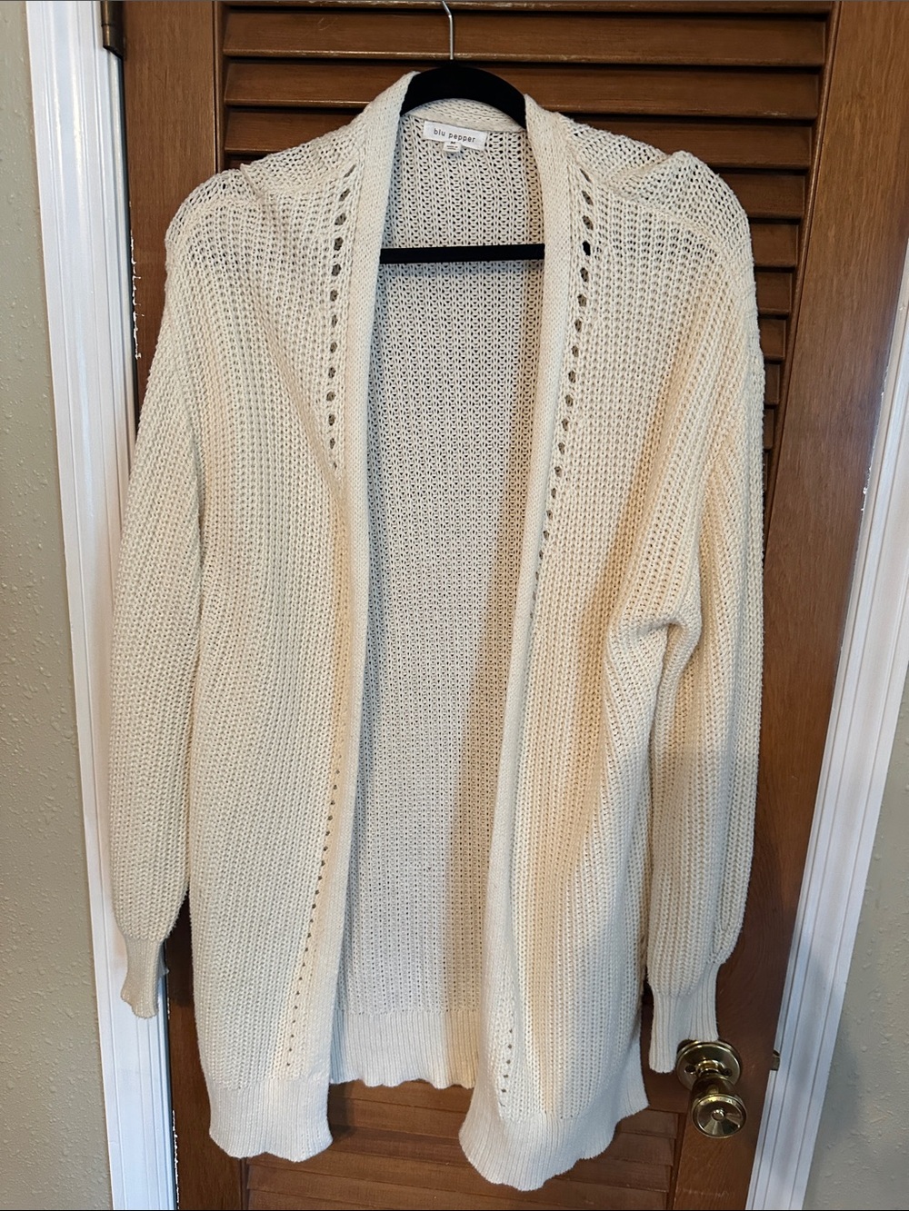 Blu Pepper Open-Front cable knit Knit Cardigan Sweater - Ivory